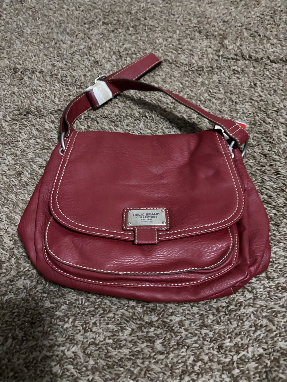 Relic Red Leather Shoulder Bag with Flap